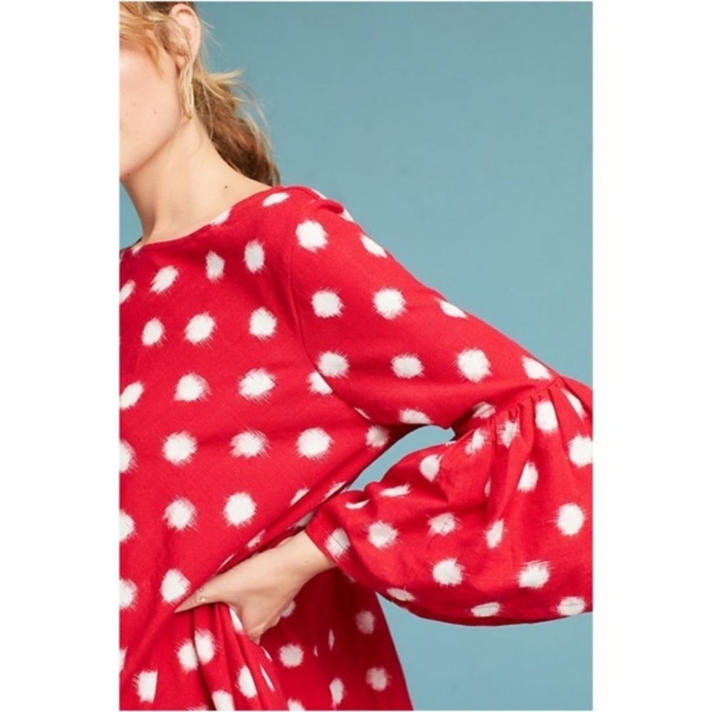 Anthropologie Spotted Bell-Sleeve Swing Dress - Picture 2 of 6